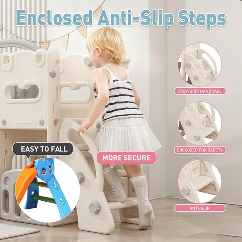 Toddler Outdoor Climber Playset with Basketball for Kids Ages 1 to 3 Years Slide and Swing Set 12 in 1 Playground Indoor Slide for Kids Durable Ecofriendly Plastic Backyard Playset White in Kuwait