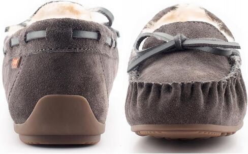 Parfeying Women's Sheepskin Moccasins Cow Suede Memory Foam Slippers Indoor Outdoor Shearling Winter Shoes in Kuwait