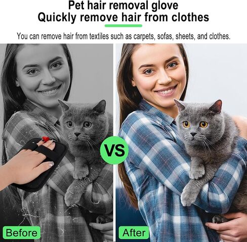 Pet Hair Removal Glove, Magic Brush Pet Hair, Cat Comb, Washable Reusable Dogs Cats Hair Gloves for Furniture, Bed, Sheets, Couch, Clothes, Carpet, Car Seat, Pet Grooming, Curtain (1PCS) in Saudi Arabia