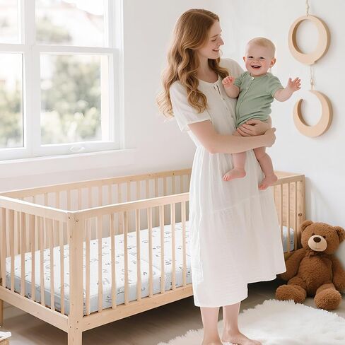 مرتبة ثلاثية الطي واللعب - وسادة مرتبة Pack N Play مقاس 91.44 سم × 66.04 سم مع غطاء قابل للإزالة قابل للتنفس - مراتب سرير أطفال عالية الكثافة قابلة للطي للسفر in Kuwait