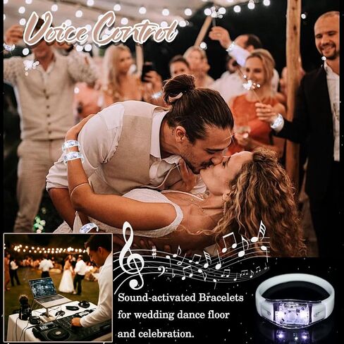100 PCS LED Bracelets يتم تنشيطها مع LED وامض LED مكافحة الموسيقى تضيء الأساور للهذيان ، جوائز اللعبة ، خدمة عيد الميلاد ، هدية عيد الحب (الأزرق) in Kuwait