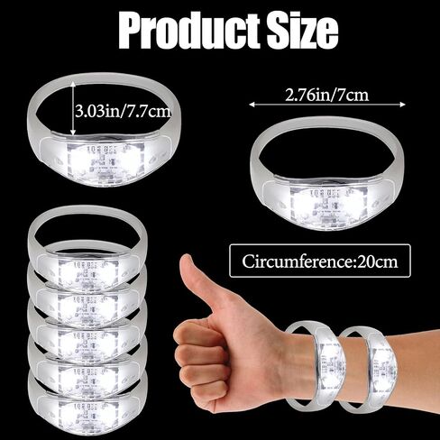 100 PCS LED Bracelets يتم تنشيطها مع LED وامض LED مكافحة الموسيقى تضيء الأساور للهذيان ، جوائز اللعبة ، خدمة عيد الميلاد ، هدية عيد الحب (الأزرق) in Kuwait