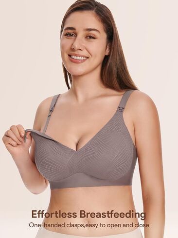 Angelhood Nursing Bras for Breastfeeding, Seamless Wireless Bra Push up | Lace Nursing Maternity Bralette for Pregnancy,Full Coverage Bra,Wireless Bras for Pregnancy,Adjustable Wide Straps in Saudi Arabia