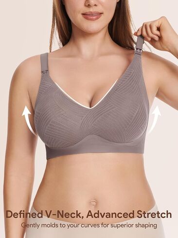 Angelhood Nursing Bras for Breastfeeding, Seamless Wireless Bra Push up | Lace Nursing Maternity Bralette for Pregnancy,Full Coverage Bra,Wireless Bras for Pregnancy,Adjustable Wide Straps in Saudi Arabia