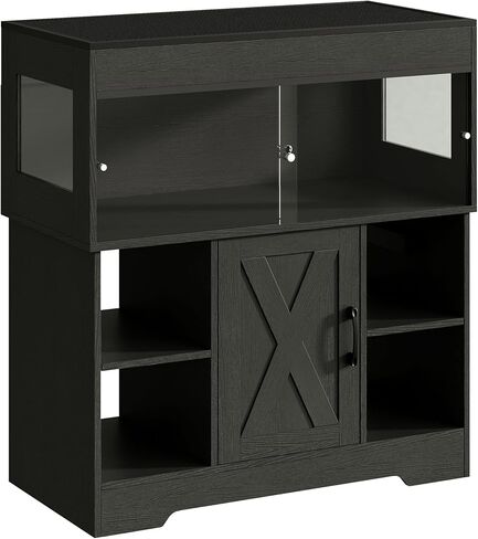 60 Gallon Reptile Tank with Stand, Terrarium Tank with Storage Cabinet, for Lizards, Skinks, Snakes, Sliding Acrylic Doors, Mesh Top, Built-in Power Outlet Black PX02RTB in Kuwait