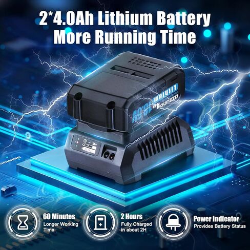 مفتاح ربط كهربائي من AZZUNO مقاس 1/2 بوصة بدون فرشاة بقوة 590 قدمًا (800 نيوتن متر) مع شاحن، مفتاح ربط يعمل بالبطارية 2 × 4.0 أمبير لإطارات السيارة المنزلية in Kuwait