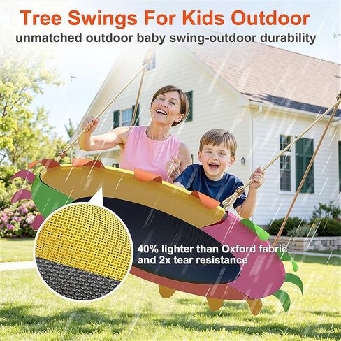 Saucer Swing for Kids Outdoor-400 رطل تقلبات الأشجار الشاقة ، مجموعات أرجوحة الفناء الخلفي مع الأشرطة والحبال القابلة للتعديل ، مقعد في الهواء الطلق المقاوم للطقس (آمن للأطفال ، ألوان نابضة بالحياة) in Kuwait