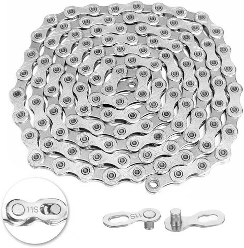 10 Speed Bike Chain,VDHU Bicycle Chain for Road Bicycles,Mountain Bike,MTB Mountain Racing Cycling Accessories with 1 Pairs Bicycle Buckle,Full Silver Plating 116 Links with Quick Link in Saudi Arabia