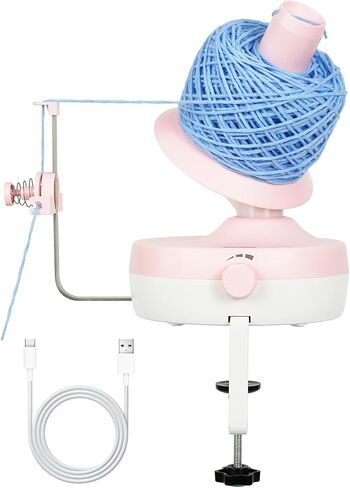 yocrefun electric inder inder ، inder inder inder tomatic inter for crocheting & knitting ، سرعة عديمة الخطوة ، سهلة الاستخدام ، صانع كعكة الغزل الكبير الكفاءة ، هدية مثالية لعشاق الغزل (الوردي) in Kuwait