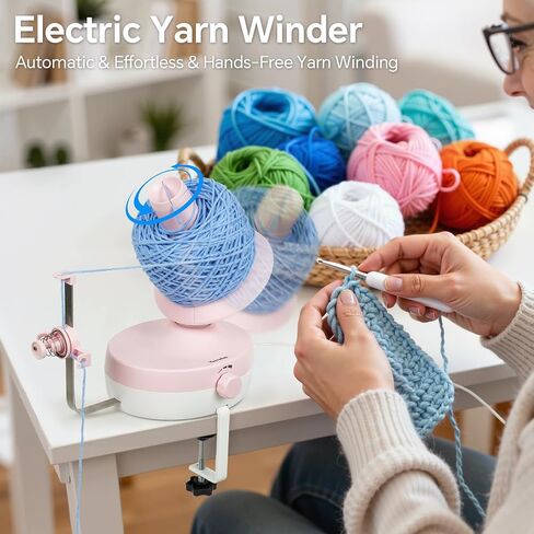 yocrefun electric inder inder ، inder inder inder tomatic inter for crocheting & knitting ، سرعة عديمة الخطوة ، سهلة الاستخدام ، صانع كعكة الغزل الكبير الكفاءة ، هدية مثالية لعشاق الغزل (الوردي) in Kuwait