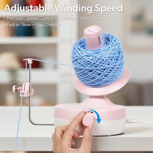 yocrefun electric inder inder ، inder inder inder tomatic inter for crocheting & knitting ، سرعة عديمة الخطوة ، سهلة الاستخدام ، صانع كعكة الغزل الكبير الكفاءة ، هدية مثالية لعشاق الغزل (الوردي) in Kuwait