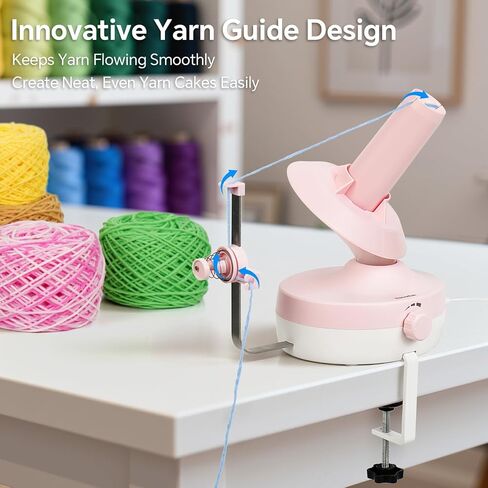yocrefun electric inder inder ، inder inder inder tomatic inter for crocheting & knitting ، سرعة عديمة الخطوة ، سهلة الاستخدام ، صانع كعكة الغزل الكبير الكفاءة ، هدية مثالية لعشاق الغزل (الوردي) in Kuwait