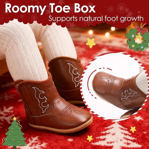 MEJORMEN Baby Cowboy Boots Western Booties Leather Soft Sole Non Slip First Walker Crib Shoes for Infant Toddler Girls Boys Newborn in Saudi Arabia