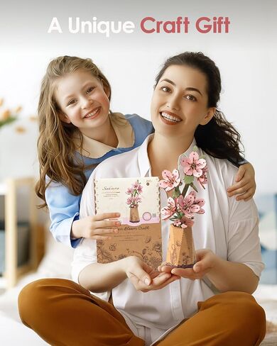 ROBOTIME 3D Puzzle Light Orange Gerbera Daisy TW111, DIY Wooden Flower Craft, Artificial Flowers Model Kit to Assemble for Adults, Home Decoration and Valentine's Day Toy Gift Set in Saudi Arabia