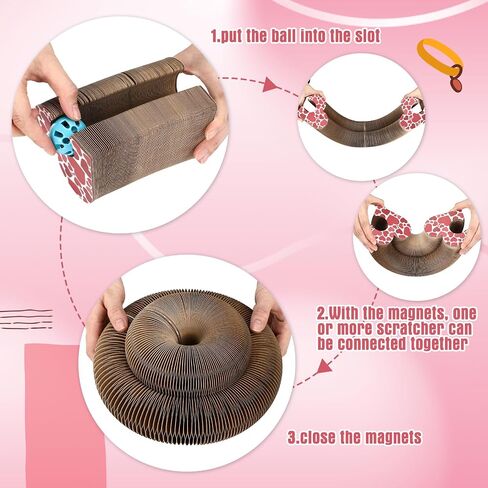 Soulchen 4 Pcs Magic Organ Cat Scratching Board, Combinable Cat Toy for Adult Pets, Interactive Cardboard Kitty Scratcher with Bell Ball, Durable Foldable Accordion Scratch Pad, Exercise for Indoor in Saudi Arabia