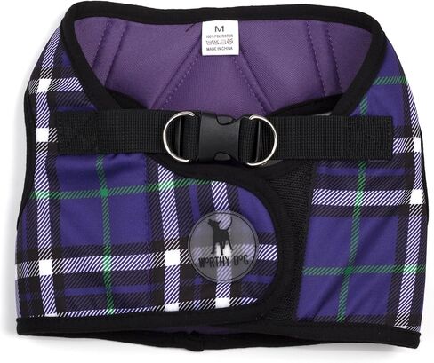 The Worthy Dog Sidekick Padded Harness Navy Blue Plaid Pattern With Secure Back Buckle, Adjustable Velcro, and D rings for Leash - XX-Large in Saudi Arabia