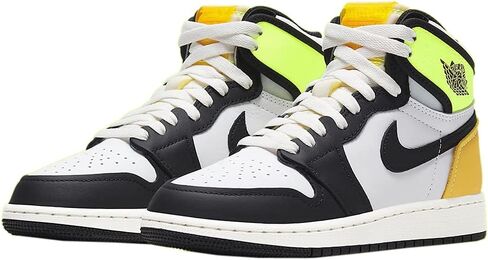 حذاء Nike Big Kid's Jordan 1 Mid SE Wear Away أسود/أبيض تاكسي (DQ8418 071) - 4.5 in Kuwait