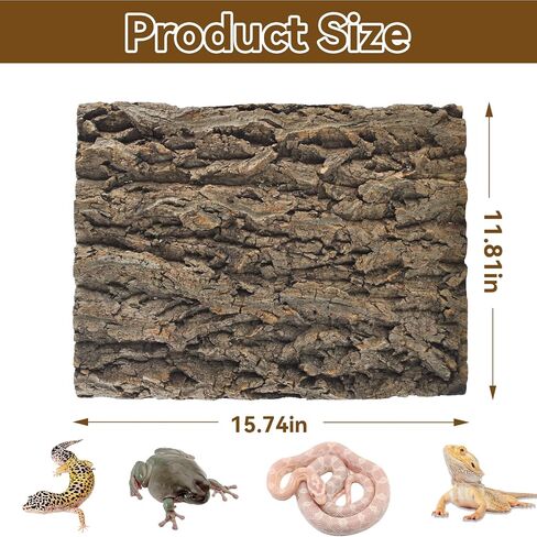 2PCS Reptile Cork Bark Background,15.74 x 11.81 Inch Natural Cork Wood Terrarium Background Bearded Dragon Tank Bark Backdrop Wall Decor for Lizard Gecko Chameleon Tortoise Snake Spider Frog in Saudi Arabia