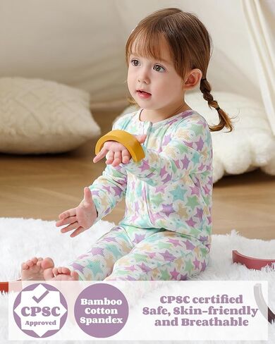 Bafeicao Bamboo Viscose Baby Girl Pajamas Romper Soft Ribbed 2 Way Zipper sleepers Long Sleeve Footless Pjs in Saudi Arabia