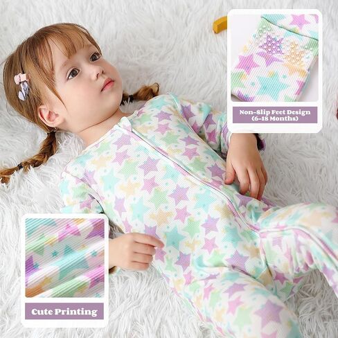 Bafeicao Bamboo Viscose Baby Girl Pajamas Romper Soft Ribbed 2 Way Zipper sleepers Long Sleeve Footless Pjs in Saudi Arabia