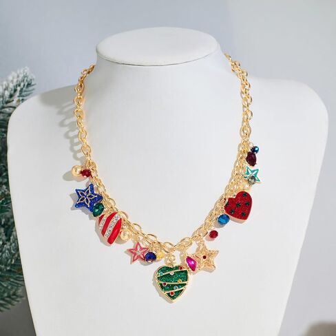 WOWORAMA Christmas Necklace for Women Colorful Christmas Light Necklace Long Christmas Tree Pendant Necklace Cute Christmas Reindeer Necklace Jewelry Xmas Gifts Party Favors in Kuwait