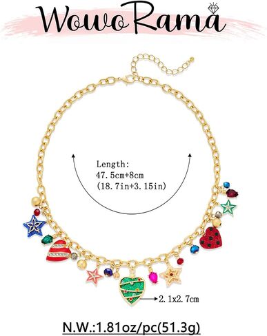 WOWORAMA Christmas Necklace for Women Colorful Christmas Light Necklace Long Christmas Tree Pendant Necklace Cute Christmas Reindeer Necklace Jewelry Xmas Gifts Party Favors in Kuwait