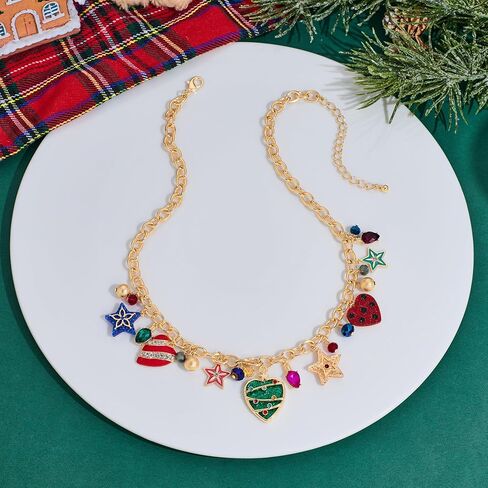 WOWORAMA Christmas Necklace for Women Colorful Christmas Light Necklace Long Christmas Tree Pendant Necklace Cute Christmas Reindeer Necklace Jewelry Xmas Gifts Party Favors in Kuwait