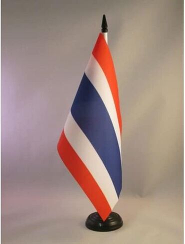 Thailand Table Flag 5'' x 8'' - Thai Desk Flag 21 x 14 cm - Black plastic stick and base - AZ FLAG in Saudi Arabia