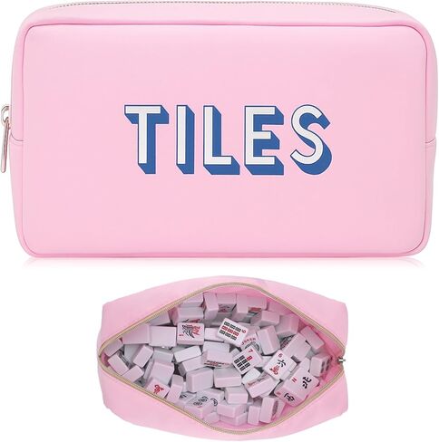 Empty Mahjong Bag Thickened American Mahjong Tiles Bag with Zipper Storage Pouch for Board Game Pieces Game Party Travel Gatherings Accessories, 10.4''x5.6'', Case Only(Mahj,Blue) in Saudi Arabia