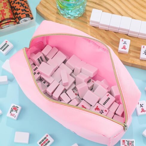 Empty Mahjong Bag Thickened American Mahjong Tiles Bag with Zipper Storage Pouch for Board Game Pieces Game Party Travel Gatherings Accessories, 10.4''x5.6'', Case Only(Mahj,Blue) in Saudi Arabia