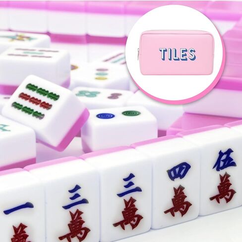 Empty Mahjong Bag Thickened American Mahjong Tiles Bag with Zipper Storage Pouch for Board Game Pieces Game Party Travel Gatherings Accessories, 10.4''x5.6'', Case Only(Mahj,Blue) in Saudi Arabia