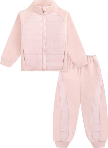 Gogokids 2 Piece Sweatsuit Outfits Boys Girls Fleece Padded Jacket Coat and Pants Winter Sweatshirts+Sweatpants Joggers Set in Saudi Arabia