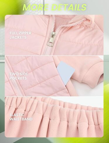 Gogokids 2 Piece Sweatsuit Outfits Boys Girls Fleece Padded Jacket Coat and Pants Winter Sweatshirts+Sweatpants Joggers Set in Saudi Arabia