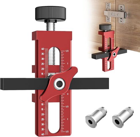 2-In-1 Cabinet Door Mounting Jig With Quick Edge Positioner, Adjustable Cabinet Door Installation Positioner, Aluminium Alloy Versatile Cabinet Door Positioning Tool With 2 Mounting Adapters in Kuwait