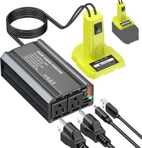 300W Power Inverter Compatible with Milwaukee 18V Battery - DC 18V to AC 110V Battery Converter, Portable Power Station with PD 65W Type-C Fast Charging & 2 AC Outlet & 2 USB-A & 1 Type-C 20W in Kuwait