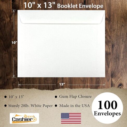 500 Cashier Depot 10 "× 13" أظرف كتيب (الجانب المفتوح) ، 28 رطل ثقيل. أبيض ، 500 مظاريف in Kuwait