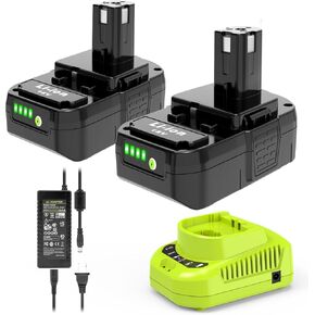 قطعتان من بطارية بديلة 18 فولت 3.0 أمبير في الساعة لبطارية Ryobi 18 فولت P103 P104 - وقت تشغيل ممتد وتوافق واسع in Kuwait