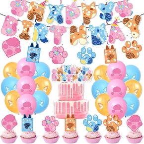 Blue Dog Birthday Decoration Set, Cartoon Animal Happy Birthday Banner, Party Supplies with Banner, Hanging Swirl, Honeycomb in Saudi Arabia