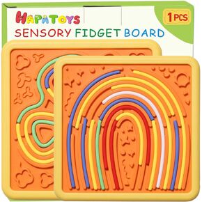Sensory Activity Board for Kids & Toddlers: Double-Sided Sensory Toys for Stress, Anxiety, ADHD & Autism | Silicone Fidget Toys Travel Airplane Essentials Toys for Boys Girls Ages 3+ (2PCS) in Kuwait