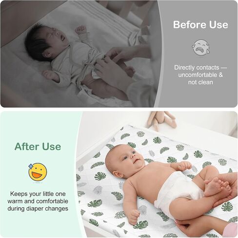 FIOBEE Changing Pad Cover Waterproof 2 Pack Quilted Diaper Change Table Sheets Breathable & Ultra Soft for Newborn Baby Boys Girls Fitted Changer Pads 32"x 16", Pink in Saudi Arabia