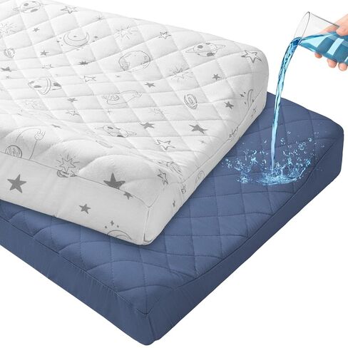 FIOBEE Changing Pad Cover Waterproof 2 Pack Quilted Diaper Change Table Sheets Breathable & Ultra Soft for Newborn Baby Boys Girls Fitted Changer Pads 32"x 16", Pink in Kuwait