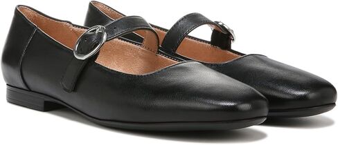 Naturalizer Women's Kelly Mary Jane Flat, Black Leather, 9.5 X-Wide in Saudi Arabia