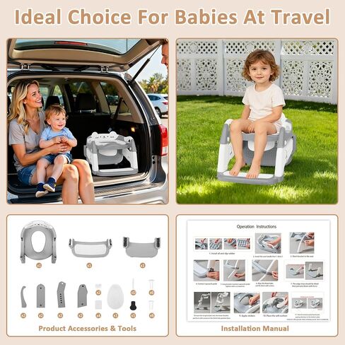 مقعد تدريب على استخدام المرحاض مع سلم مقعد متدرج، مقعد مرحاض للتدريب على استخدام الأطفال 3 في 1 للأولاد والبنات، نونية أطفال قابلة لضبط الارتفاع وقابلة للطي مع واقي من الرذاذ، ووسادة غير قابلة للانزلاق ومقابض أمان (رمادي) in Kuwait