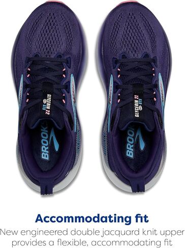 حذاء الجري الداعم Glycerin GTS 22 للسيدات من Brooks - أبيض/أزرق مالك الحزين/مشمشي - 7 متوسط in Kuwait