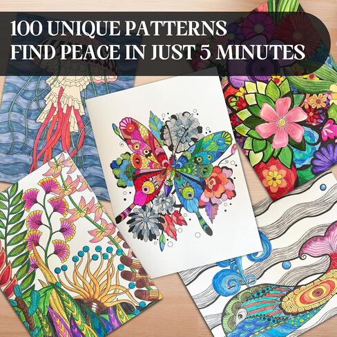 BIROYAL XXL Adult Coloring Book for Women 11.2"x8.3" - 100 Patterns Coloring Books for Adults Relaxation - Mindfulness & Personal Growth Prompts - Anxiety, Stress Relief & Relaxation Gifts for Women in Saudi Arabia