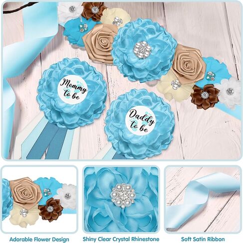 زينة استحمام الطفل من Safari Mom to be Sash، وشاح استحمام الطفل من Jungle Animals، Mommy to be Sash Baby Shower Corsage Dad ليكون دبوسًا لحفلة الكشف عن الجنس in Kuwait