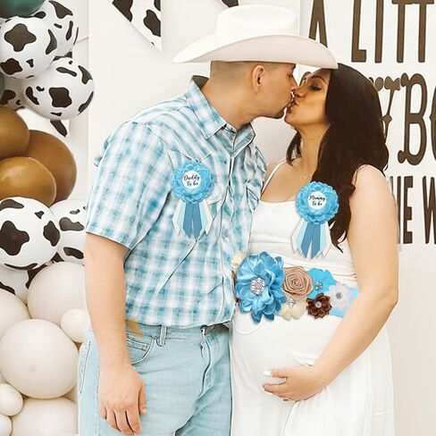 زينة استحمام الطفل من Safari Mom to be Sash، وشاح استحمام الطفل من Jungle Animals، Mommy to be Sash Baby Shower Corsage Dad ليكون دبوسًا لحفلة الكشف عن الجنس in Kuwait