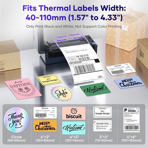 iDPRT Shipping Label Printer 4x6 Bluetooth Thermal Label Printer for Small Business and Shipping Package, Support Android, iPhone, Windows, macOS, Widely Used for Amazon, Shopify, Ebay, White in Saudi Arabia