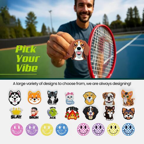 مُرطب مضارب التنس - تصميمات لطيفة - ممتص صدمات التنس للمضارب لتقليل الاهتزاز والضوضاء - ملحقات آمنة وسهلة التركيب للاعبين من جميع المستويات in Kuwait