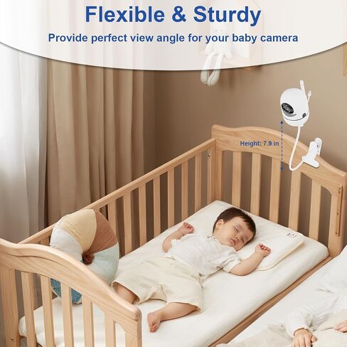 حامل مرن لمراقبة الأطفال لـ HelloBaby HB6550/HB65/HB66/HB248، ANMEATE SM935E حامل كاميرا للأطفال بمشبك قابل للتعديل وذراع طويلة معقوفة، حامل شاشات الأطفال بدون أدوات أو تلف الجدار 15.7 بوصة in Kuwait